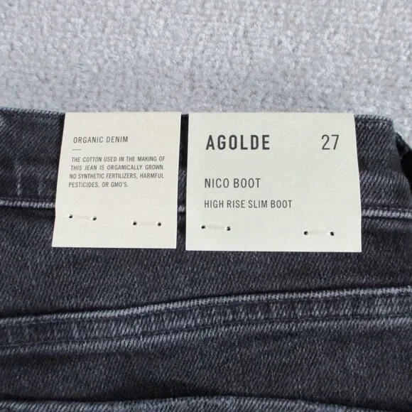 Agolde Jeans Womens 27 Black Denim Nico High Rise Slim Boot Hotline NWT $218 - Picture 14 of 15